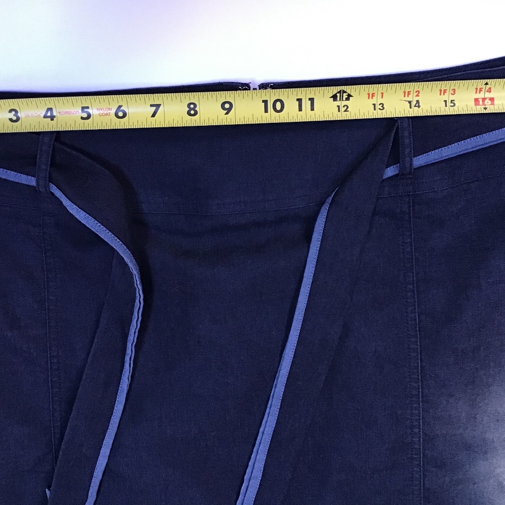 Sunset Road Women’s Chambray Skirt Sz 12 Black Gray Band Fabric Tie Back Zip